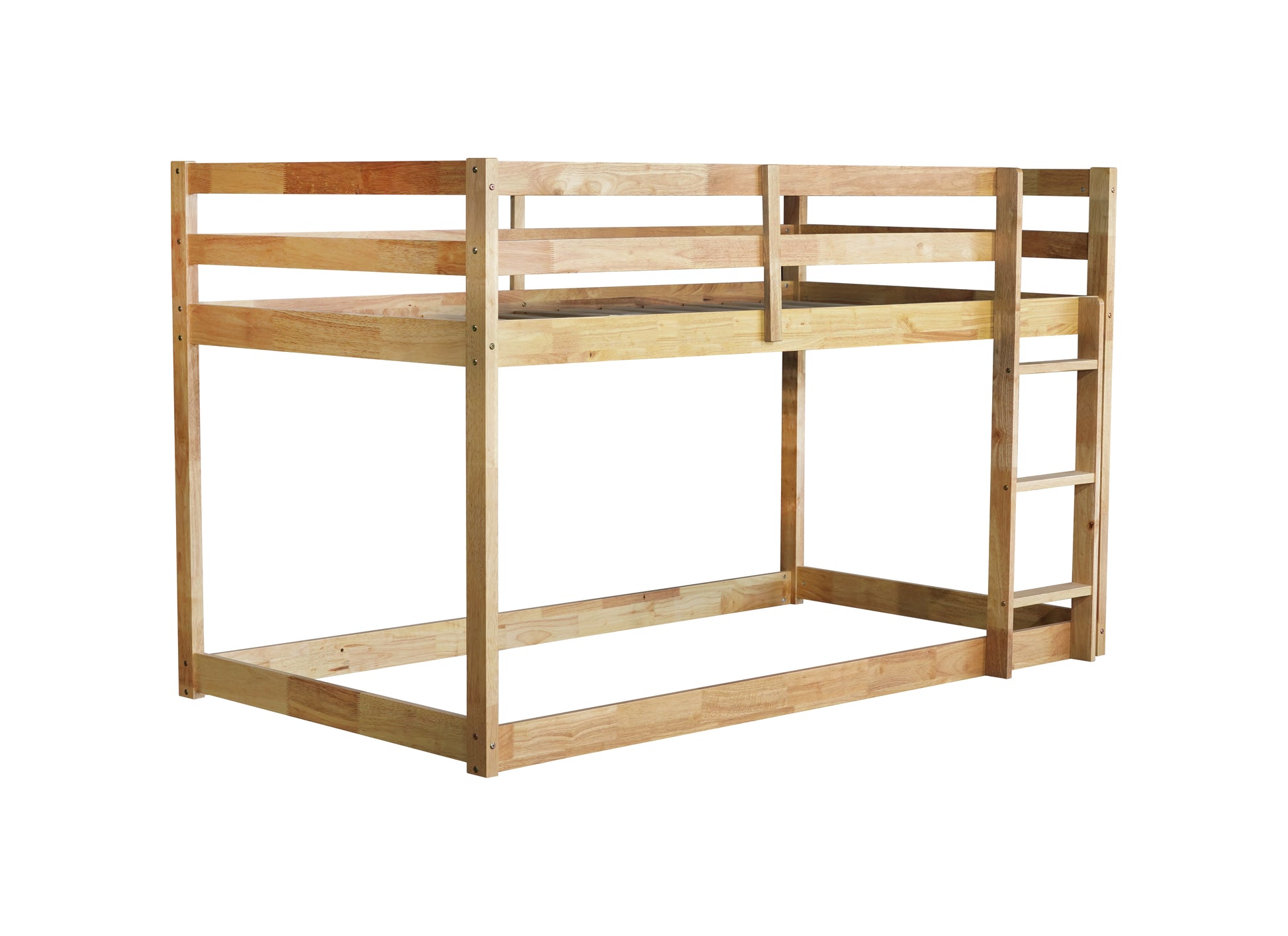 Solid Wooden, Solid Rubber Wooden Twin Over Twin Loft Bed With Ladder, With Bed Platform Of Strengthened Slatsnatural Twin Natural Rubber Wood