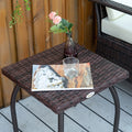 Outdoor Pe Wicker Side Table, Small Square Rattan End Table, All Weather Material Coffee Table For Garden, Balcony, Backyard, Brown Brown Steel