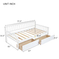 Twin Size Pine Wood Daybed With Two Storage Drawers, Sofa Bed With Bed Platform Of 10 Support Slats,White Twin White Pine