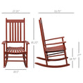 Outsunny Outdoor Rocking Chair, Patio Wooden Rocking Chair With Smooth Armrests, High Back For Garden, Balcony, Porch, Supports Up To 352 Lbs., Wine Red Wine Red Wood