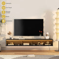 Floating Tv Stand, Wall Mounted Tv Shelf With Led Lights & Power Outlet,High Gloss Tv Cabinet For Black Tv Stands For Living Room Black 60 69 Inches Mdf