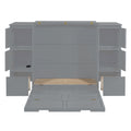 Twin Size Murphy Bed With Drawers, Cabinets And Usb Ports,Gray Twin Gray Mdf Lvl