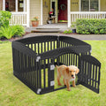 Dog Playpen Adjustable Folding Portable Pet Fence For Small To Medium Dogs Indoor Outdoor Use,4 Panel,Black Black Plastic