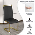 1 Table And 4 Chairs. Modern, Simple And Luxurious Black Imitation Marble Rectangular Dining Table And Desk With 4 Black Pu Gold Plated Leg Chairs 63'' X 35.4'' X 30'' Black Mdf