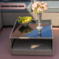 9 Piece Patio Furniture Set, All Weather Boho Outdoor Conversation Set Sectional Sofa With Water Resistant Grey Thick Cushions Beige Pe Rattan Iron Waterproof Fabric