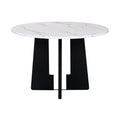 Round Dining Table For 4, 43 Inch Faux Marble Top, Mid Century Modern Round Dining Table For Cafes, Restaurants, Bars, Home Offices And Conference Rooms Black White Black Dining Room American
