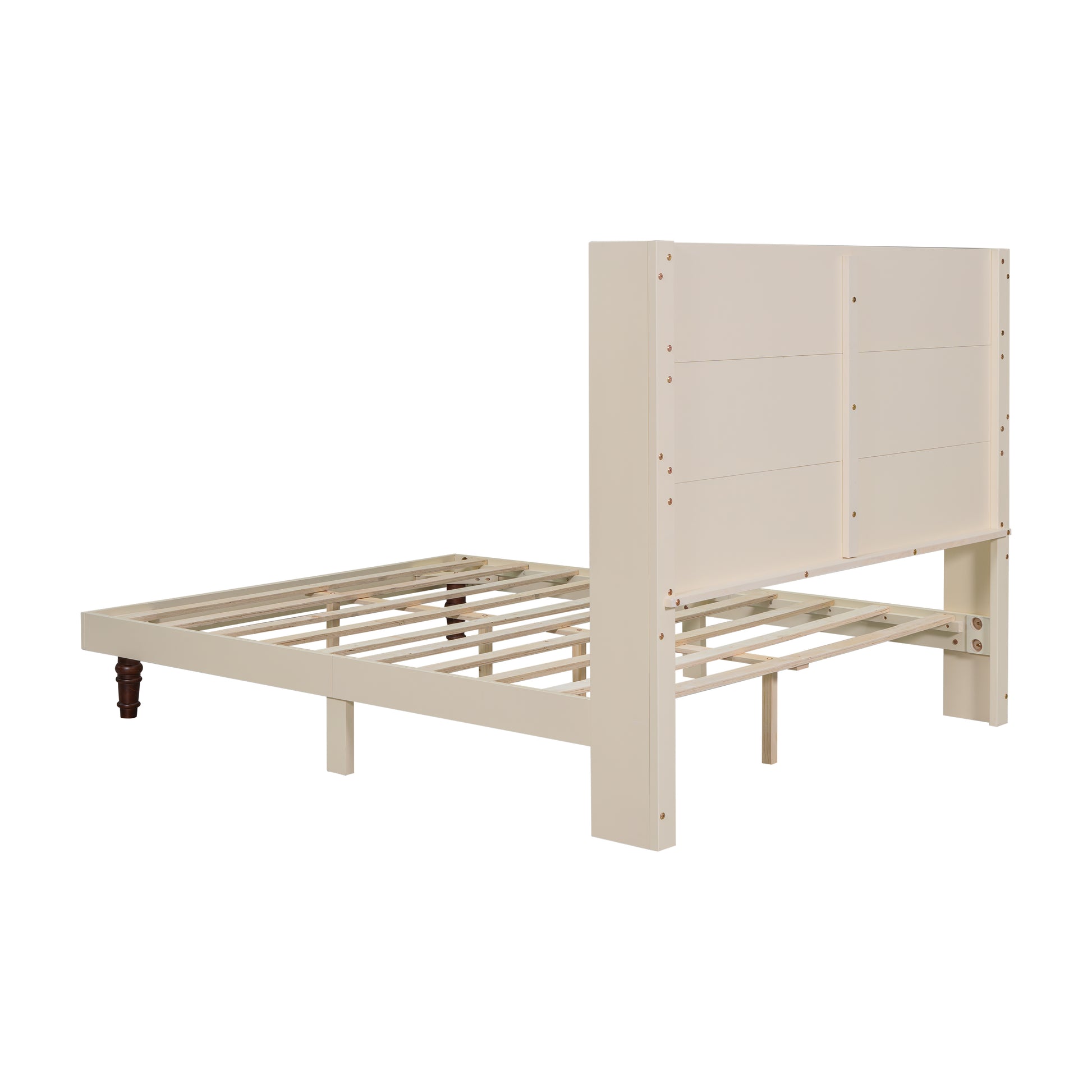 Stylish High Headboard Bed, 54 "High Headboard, High Quality, Comfortable High Back Design Ideal For Reading Or Relaxing, Queen Size, Beige Box Spring Not Required Beige Mdf