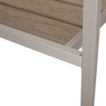 Outdoor Modern Aluminum Dining Chair With Faux Wood Seat Set Of 2 , Natural And Silver Natural Aluminium