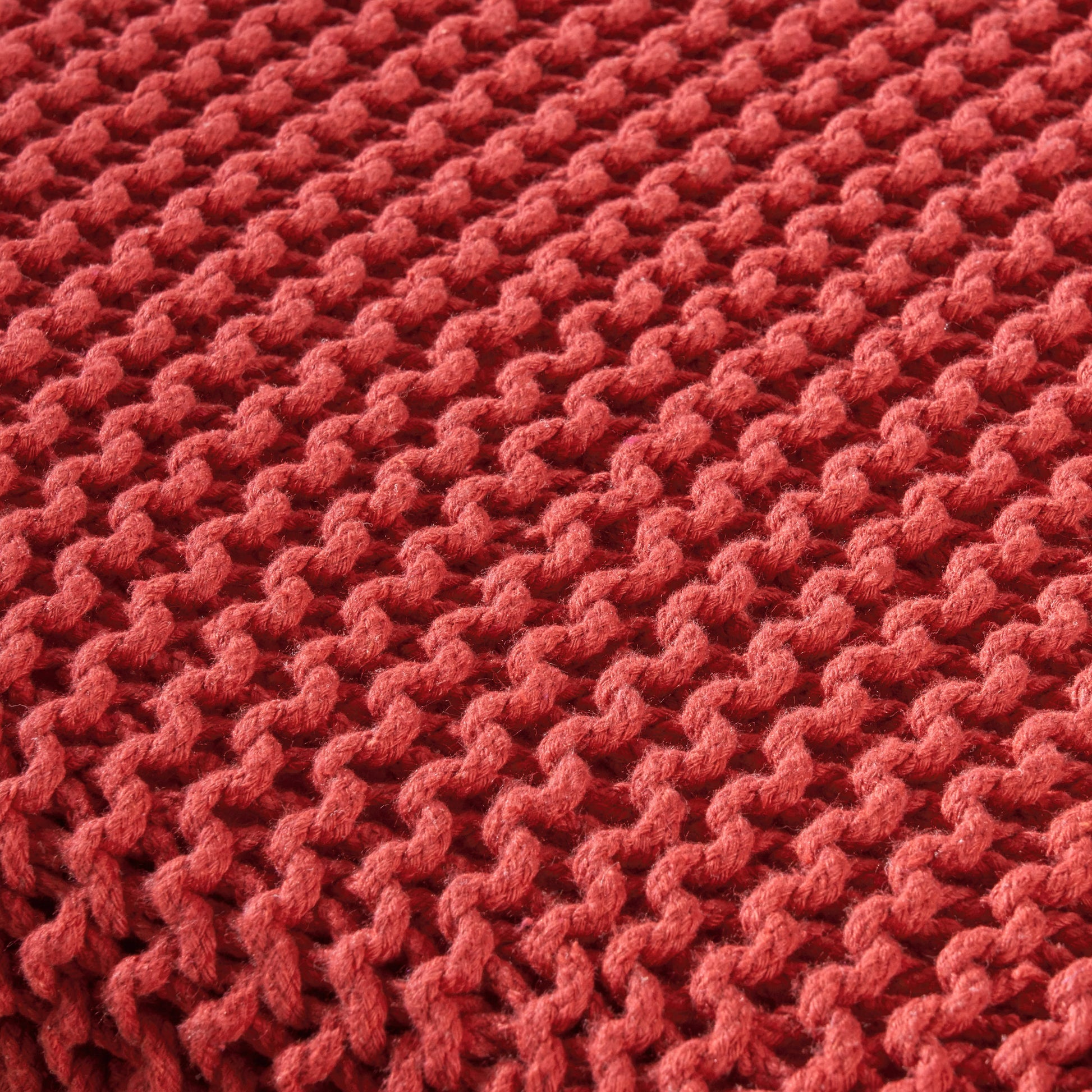 Knitted Foot Stool Red Cotton