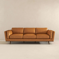 Chase Mid Century Modern Tan Genuine Leather Sofa Tan Brown Genuine Leather Wood Primary Living Space Mid Century Modern Foam Genuine Leather 3 Seat