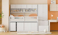 Twin Size Wooden Loft Bed Big Storage With Under Bed Desk, With Drawers, With Shelves, White Twin White Plywood