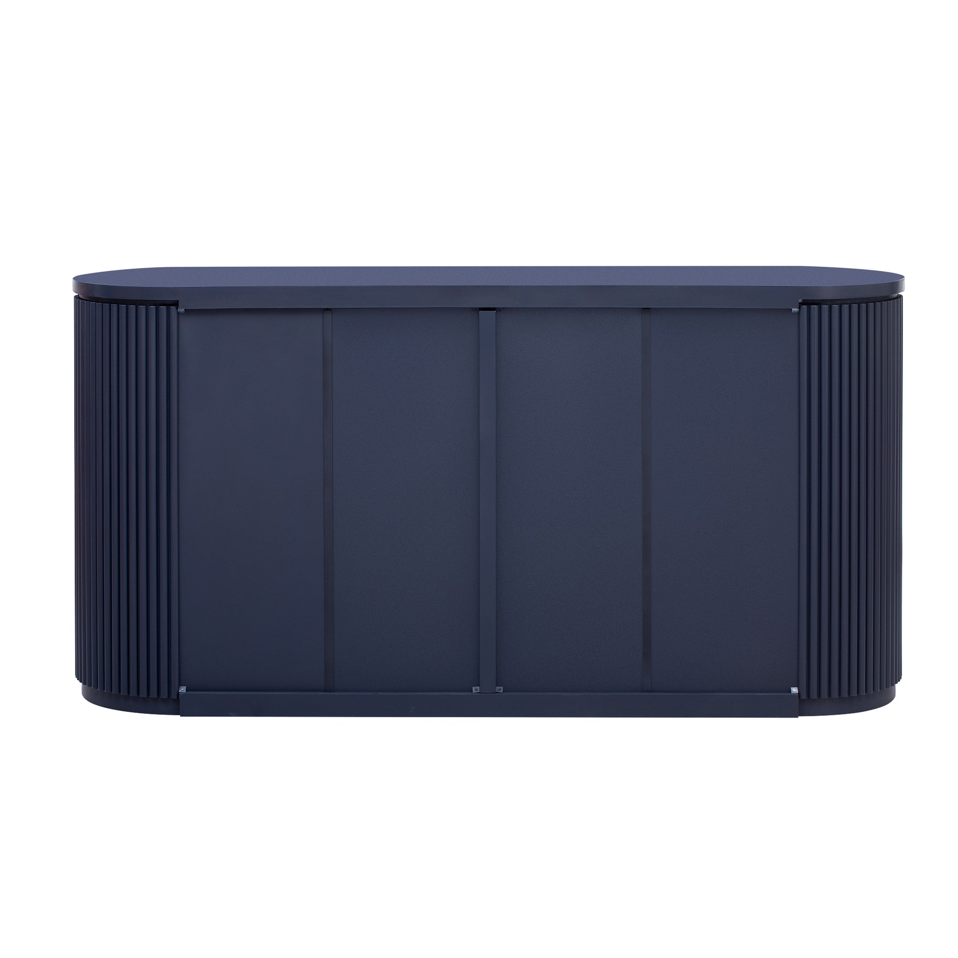 Vertical Striped Door Storage Cabinet With Metal Handles, Adjustable, Suitable For Study, Entryway And Living Room Navy Blue Mdf