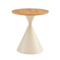 Set Of 2 Coffee Round Tables With A Wulnut Wooden Look Top And White Steel Base Milk White Primary Living Space Antique Freestanding Round Laminated Coffee & End Tables Round Metal