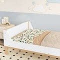 Twin Bed With Headboard, Footboard, Safeguards, Built In Bed End Book Storage Rack ,White Twin White American Design Pine