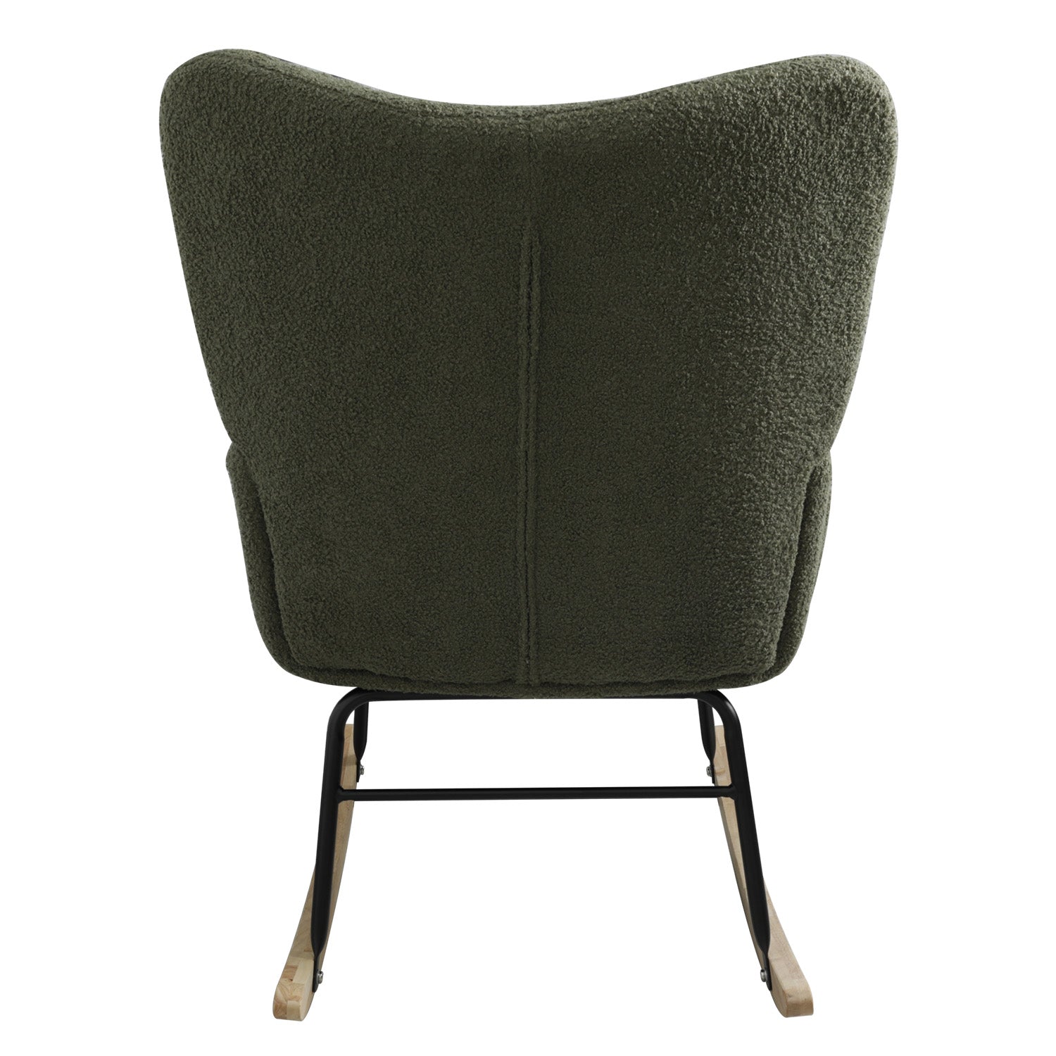 Teddy Fabric Rocking Chair, Modern Rocking Accent Chair For Nursery, Living Room, Bedroom, Deep Green Metal Olive Green Bedroom Foam Modern Rocking Chairs Foam Wood Metal