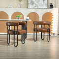 Coolmore Contemporary Designed Pu Fabric Upholstered Accent Dining Chair Barrel Side Chairs Kitchen Armchair For Living Room Set Of 2 Light Brown Pu Light Brown Foam Pu Leather