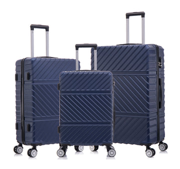 3 Piece Travel Lightweight Suitcase With Wheels, Password Lock, Business And Travel Carry On Luggage, Blue 20 Inches 24 Inches 28 Inches Blue Abs