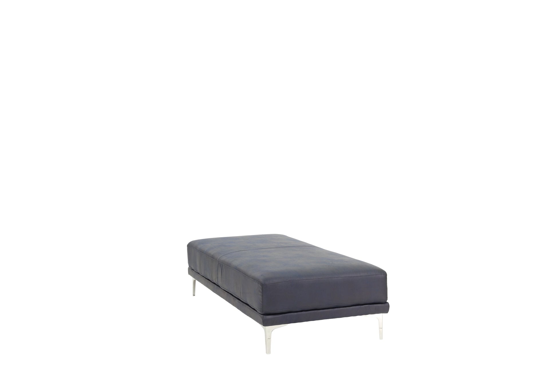 Modern Ink Blue Large Ottoman Metal Legs 1Pc Cocktail Ottoman Living Room Blue Faux Leather Primary Living Space Blue Contemporary,Modern Rectangle Bonded Leather