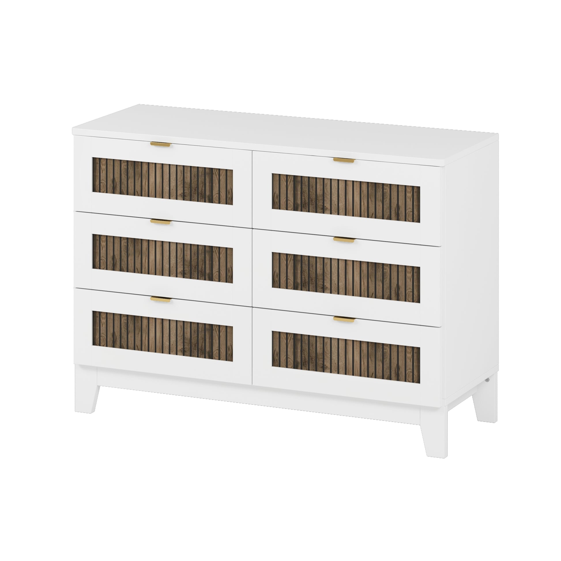 4 Pieces Bedroom Sets, Full Size Farmhouse Platform Bed With Wooden Strip Decoration, Storage Nightstand And Dresser With Metal Handle, White Full White 4 Piece Set Particle Board