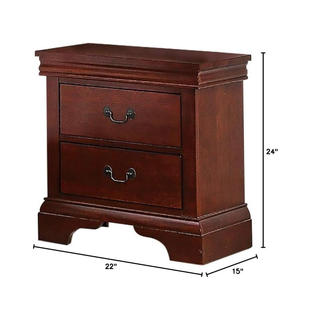 Contemporary Bedroom Furniture Nightstand Cherry Finish 2 X Drawers Bed Side Table Pine Wood Cherry 2 Drawers Bedroom Bedside Cabinet Contemporary,Modern Drawers Cherry Solid Wood