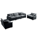 Warm And Cozy Sofa Set With Soft Cushions And Pillows, Home Theater Style Sofa Set Consisting Of A 3 Seater Sofa And Two Single Sofas Ingrey Corduroy Fabric Grey Corduroy 5 Seat