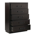 Modern Bedroom Furniture 1Pc Chest Of 5X Drawers Charcoal Finish Stylish Gunmetal Tone Handles Charcoal Bedroom Modern Wood