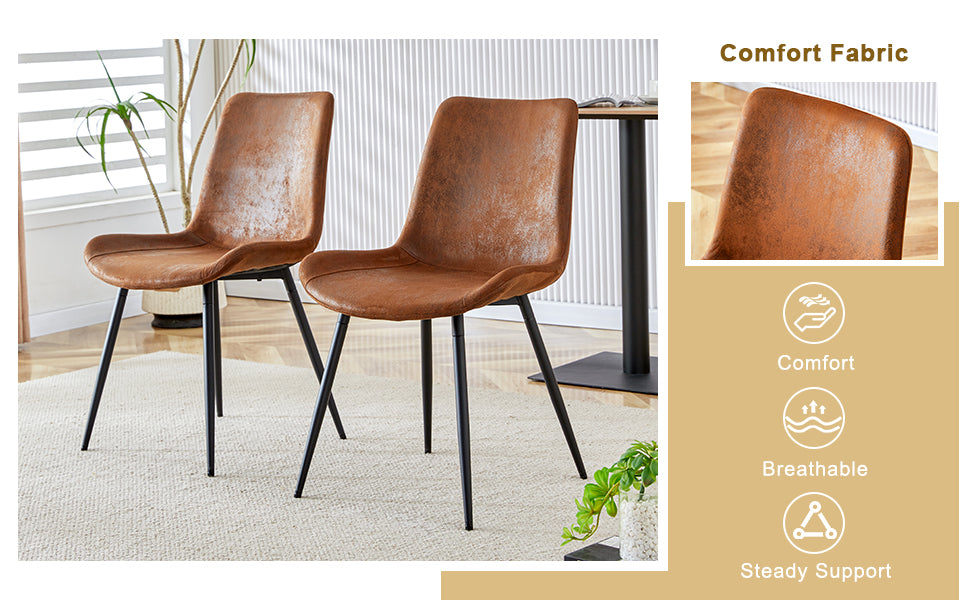 Table And Chair Set. Modern Dining Table With Mdf Top And Beautiful Mdf Legs. Comes With Brown Comfortable Chair With Seat And Metal Legs. Suitable For A Wide Range Of Decorative Styles. Brown,Wood Seats 6 Mdf