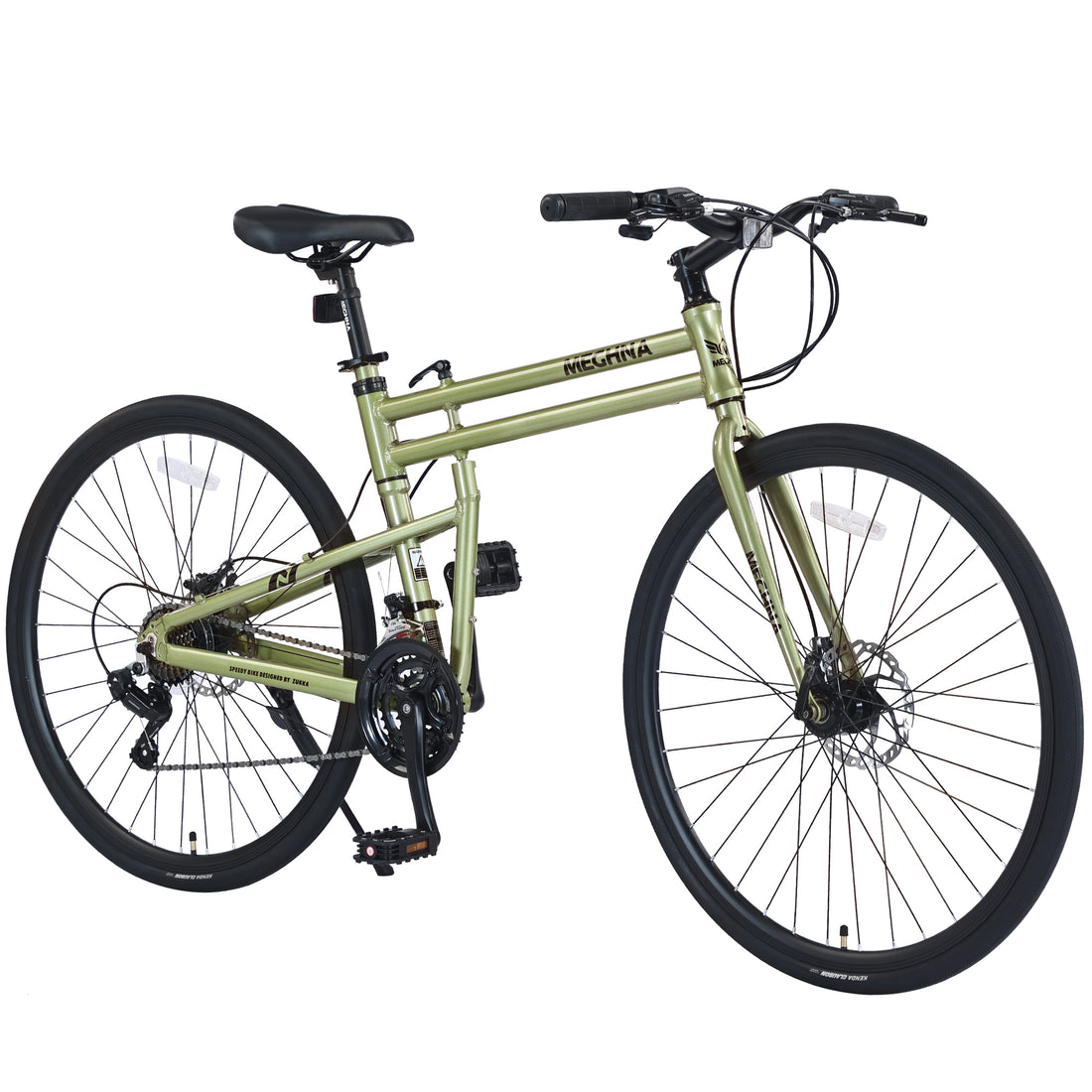 21 Speed Hybrid Bike Disc Brake 700C Road Bike For Men Women'S City Bicycle Cycling Green Garden & Outdoor Aluminium