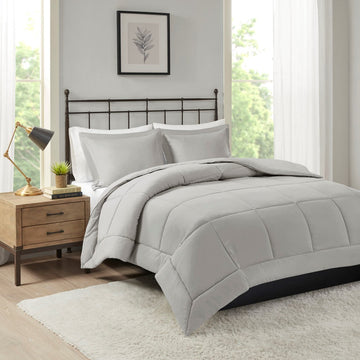 Microcell Down Alternative Comforter Mini Set King Grey Microfiber