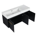 48 Inch Wall Mounted Bathroom Vanity With Sink, Thick Edged Resin Basin, Kd Package Black Chestnut Bathroom Modern Plywood