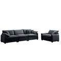 Mid Century Modern Sofa Set Of Two, One 3 Seater Sofa And One Single Seat Sofa With 2 Arm Pillows And 4 Throw Pillows,2 Pieces Sofa Set For Living Room,Grey Corduroy Fabric Grey Corduroy 4 Seat