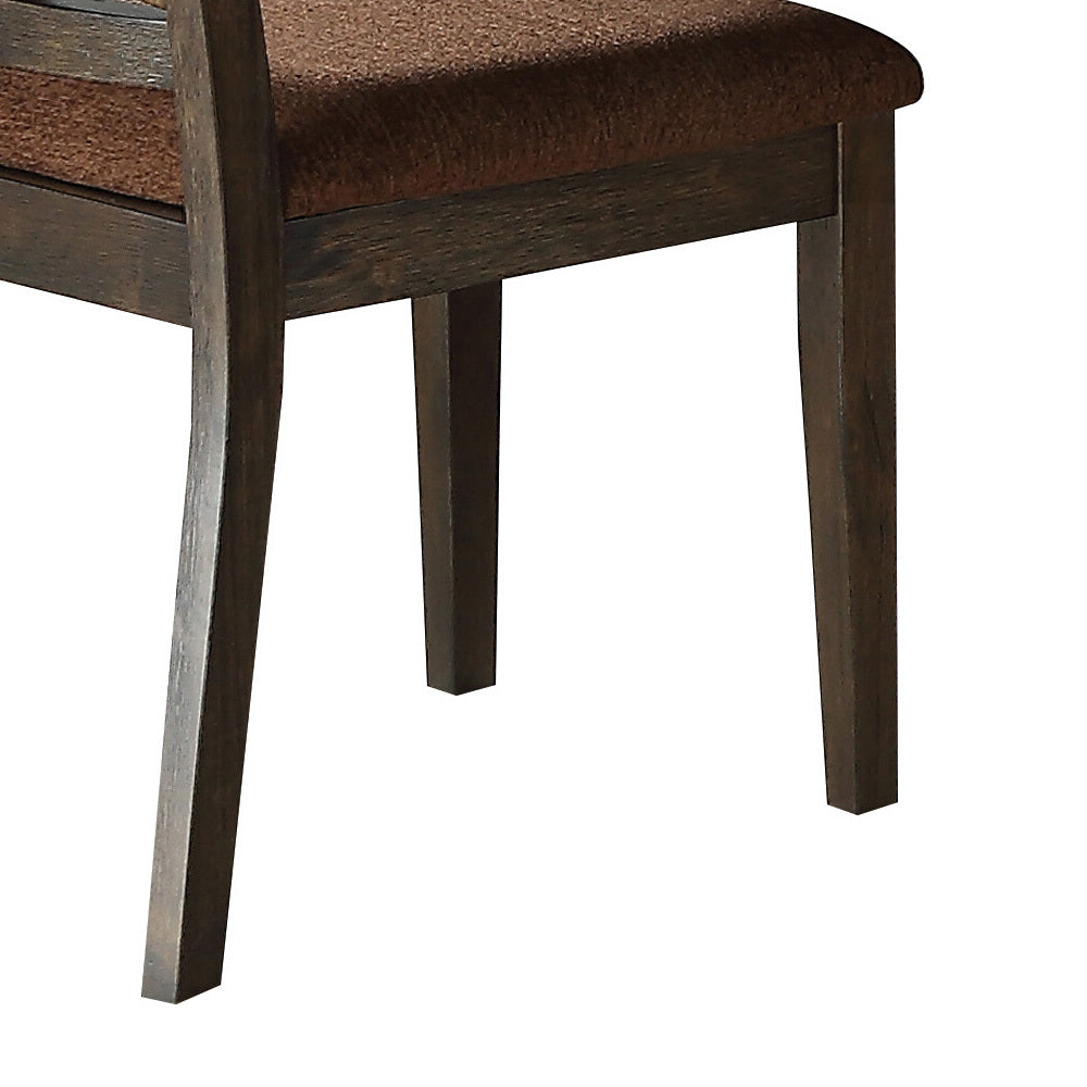 Brown And Espresso Side Chair With Padded Seat Set Of 2 Solid Espresso Dining Room Traditional Side Chair Open Back Set Of 2 Wood Fabric