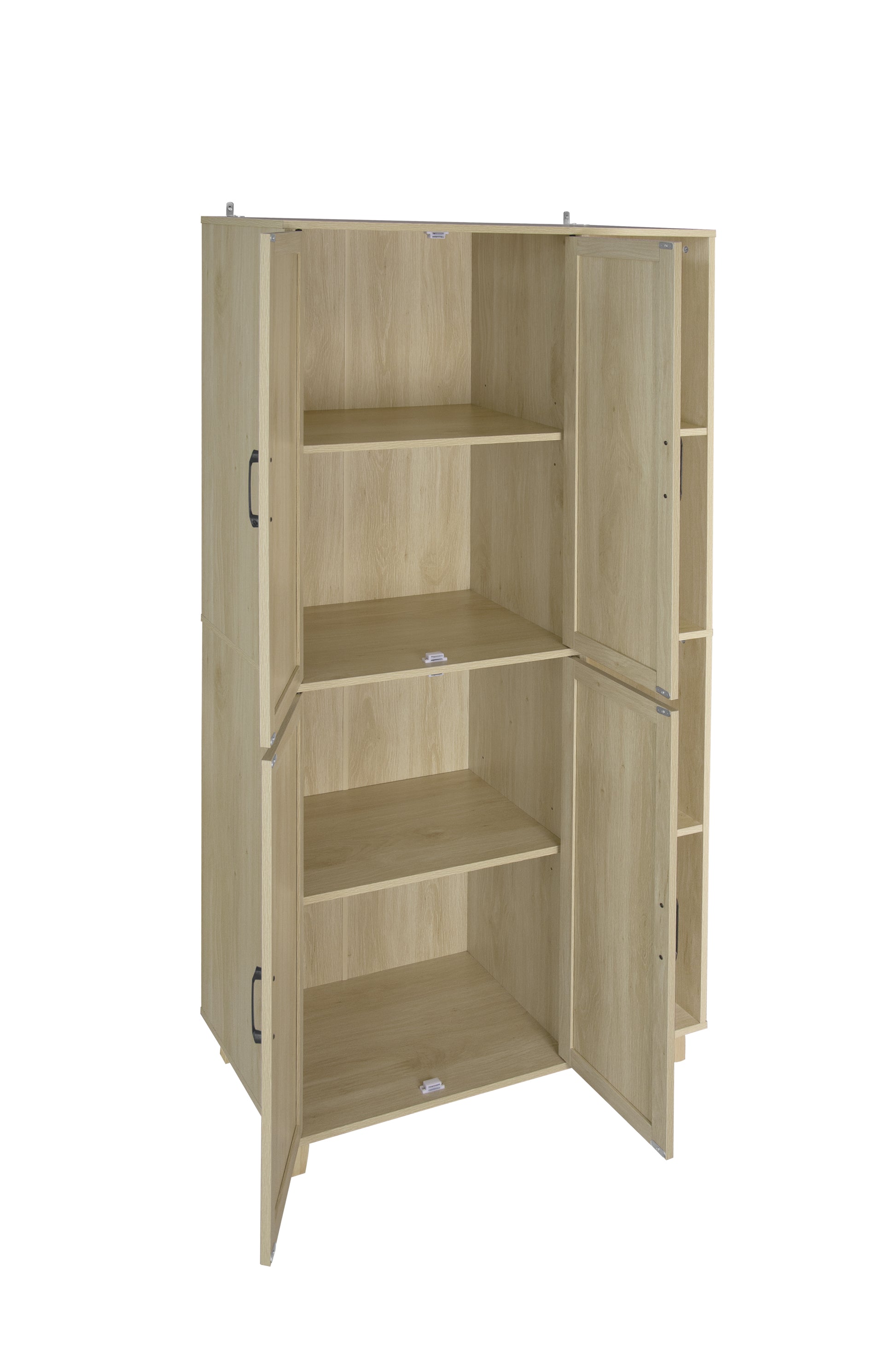 4 Door Cabinet With 4 Shelves With 4 Adjustable Inner Shelves, Storage Cabinet Natural Mdf