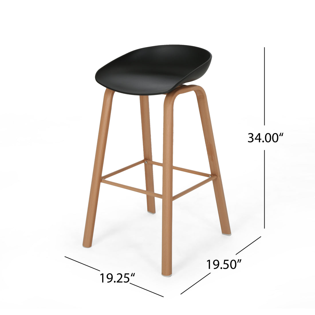 Barstool Set Of 2 Black Polypropylene