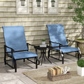 Outsunny 3 Piece Outdoor Gliders Set Bistro Set With Steel Frame, Tempered Glass Top Table For Patio, Garden, Backyard, Lawn, Light Blue Blue Steel