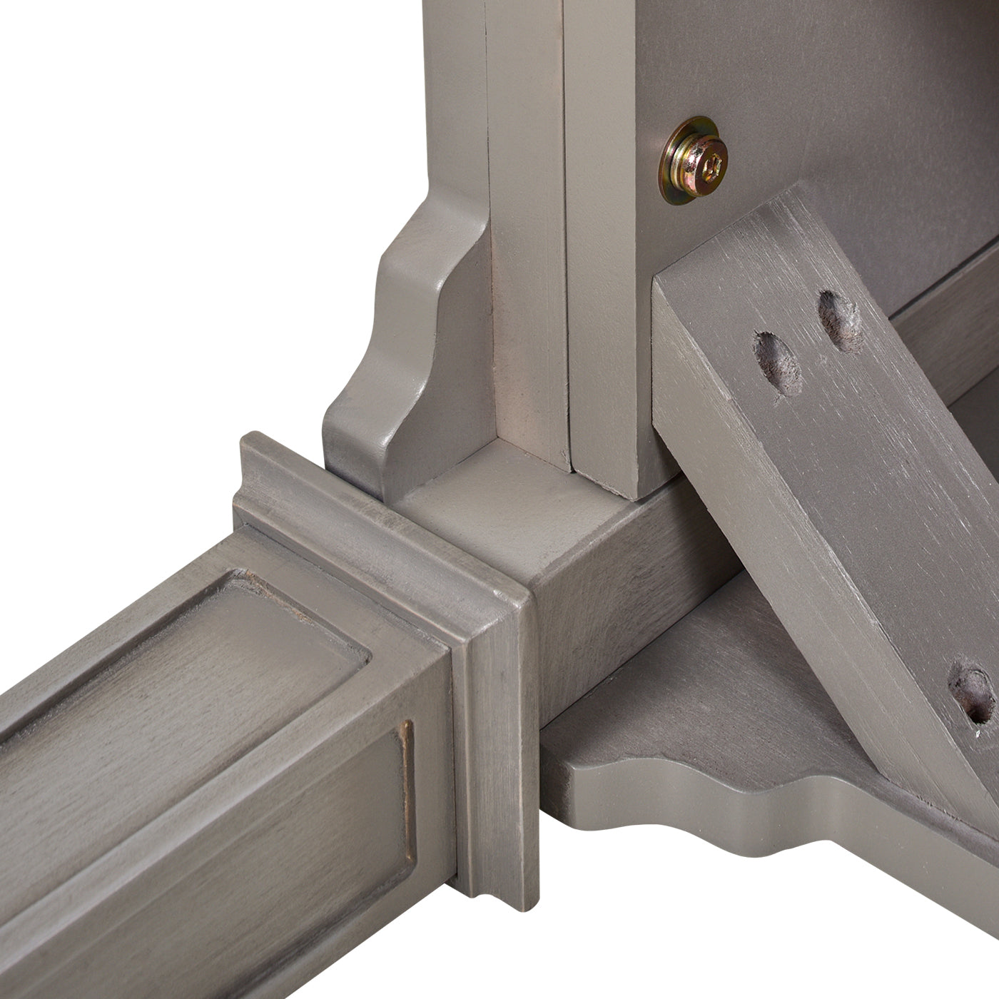 Dauphin Gold Accent 5 Drawer Wood Executive Desk, Grey Cashmere Wood Gray Solid Wood Mdf Wood