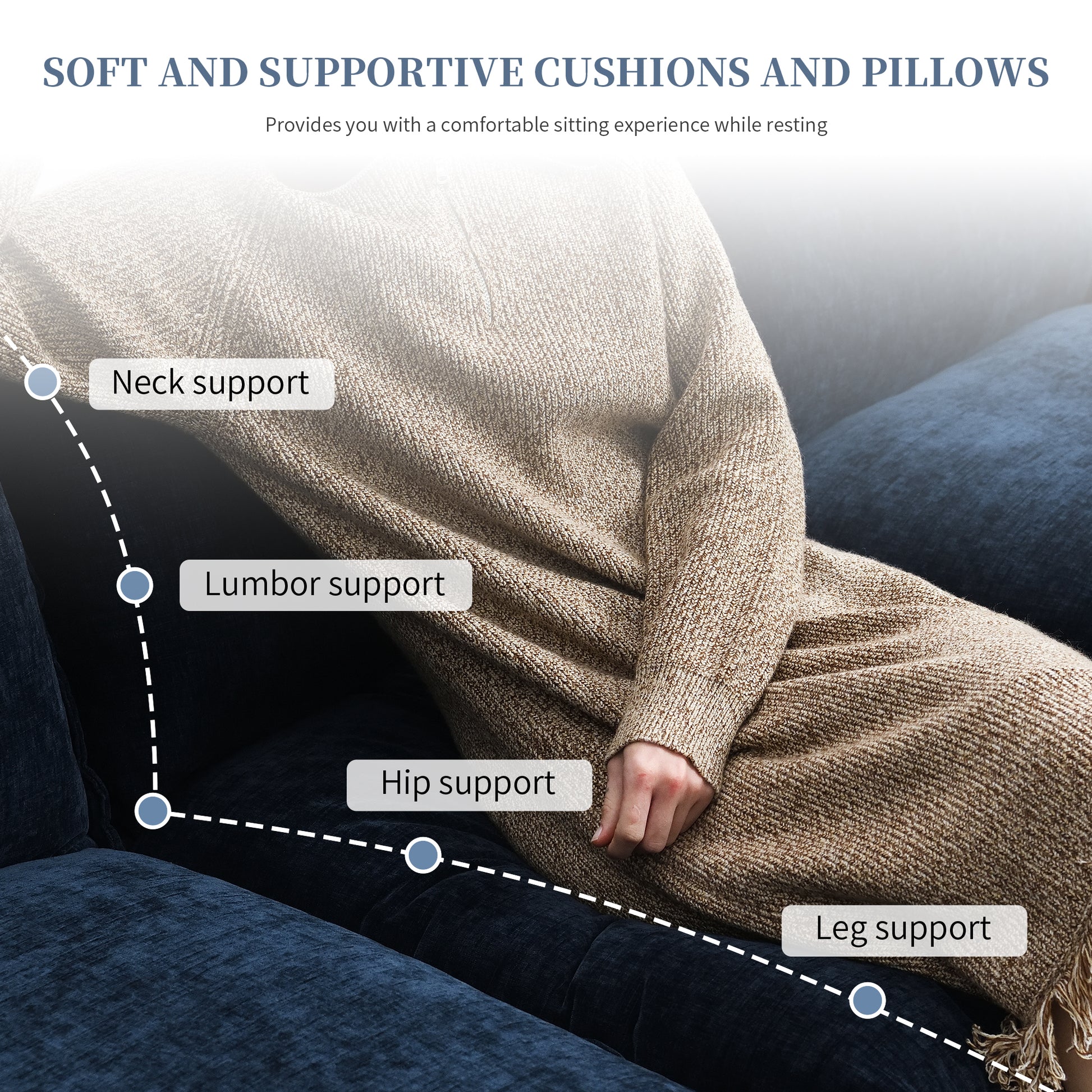 Video 118" Modern Chenille Sectional Sofa With Double Cushions,Storage Pockets,5 Seat Upholstered Indoor Furniture,L Shaped Comfy Cloud Couch With Reversible Chaise For Living Room,Apartment,3