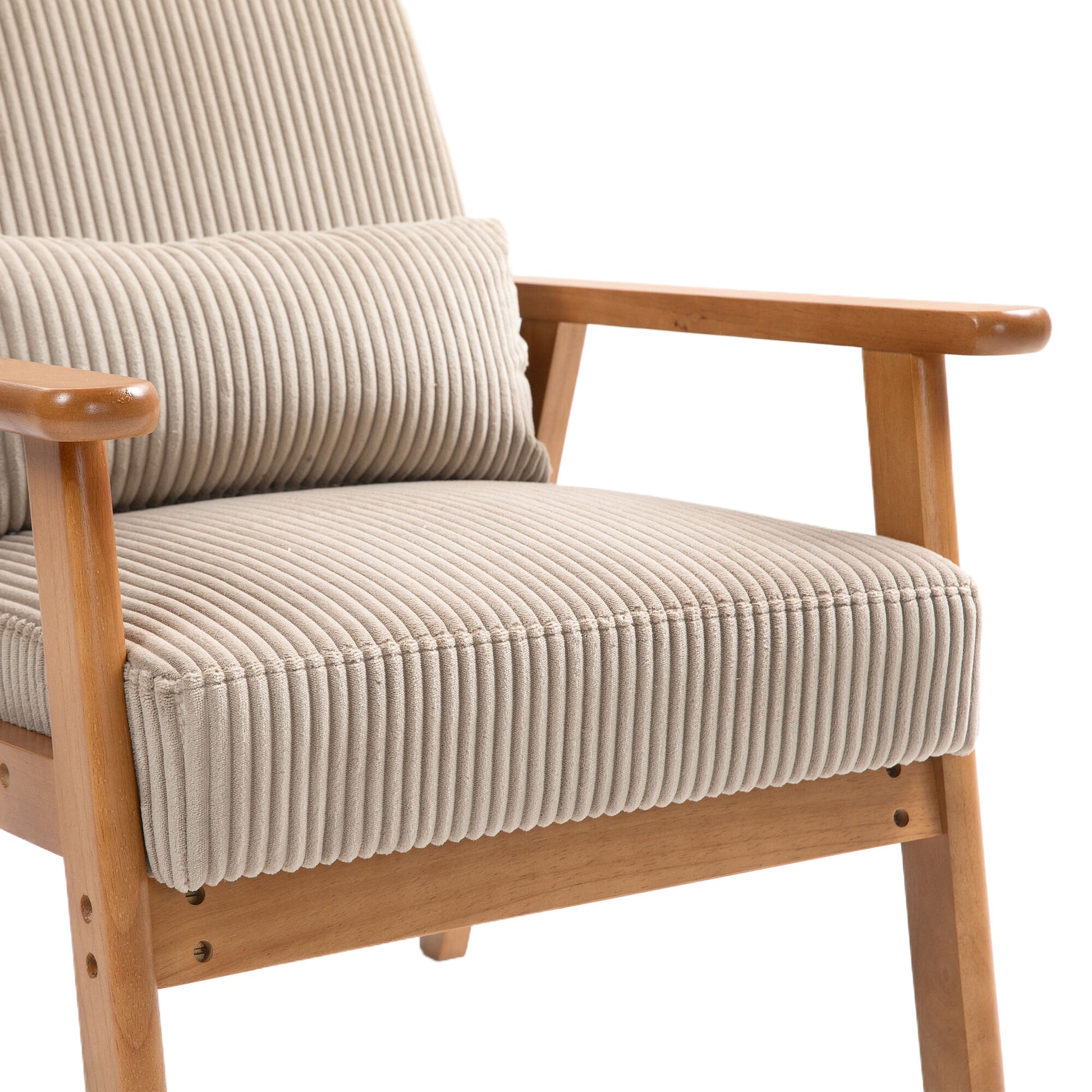 Leisure Chair With Solid Wood Armrest And Feet, Leisure Chair, Wood Frame, Velvet, L, Solid Rubber Wood Legs, Mid Century Modern Accent Chair, For Living Room Bedroom Studio Chair Camel Corduroy