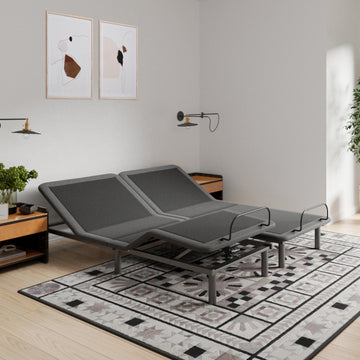 King Size Flex Head Quick Assembly Adjustable Bed Frame With Voice Activated Controls Black Metal Metal