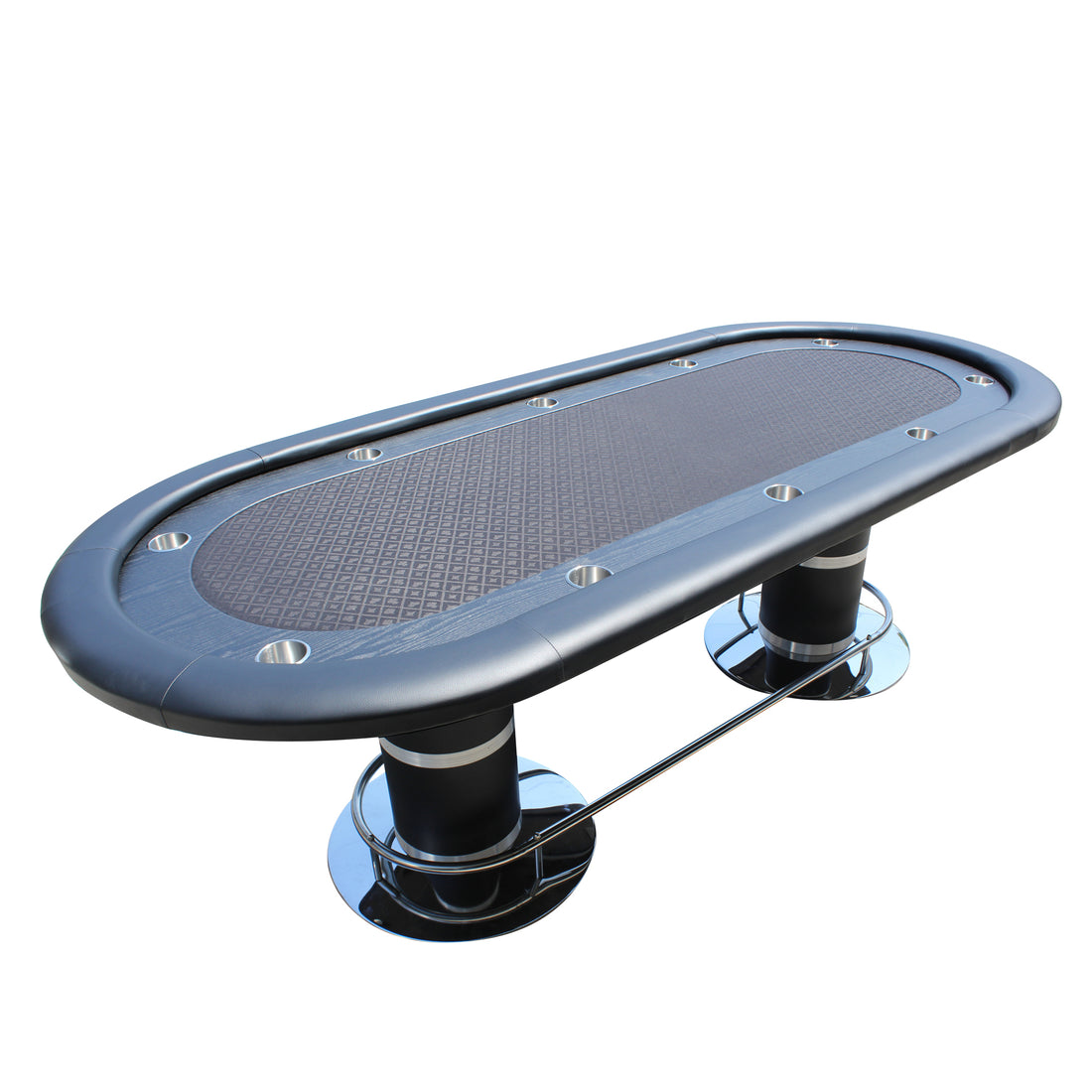 96" Poker Table 10 Player For Casino Game Texas Holdem Elite Oval Black Waterproof Felt With Racetrack Black Primary Living Space Modern Wood