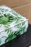 Set Of 2 Botanical Green And White Book Boxes, L:11X7X3