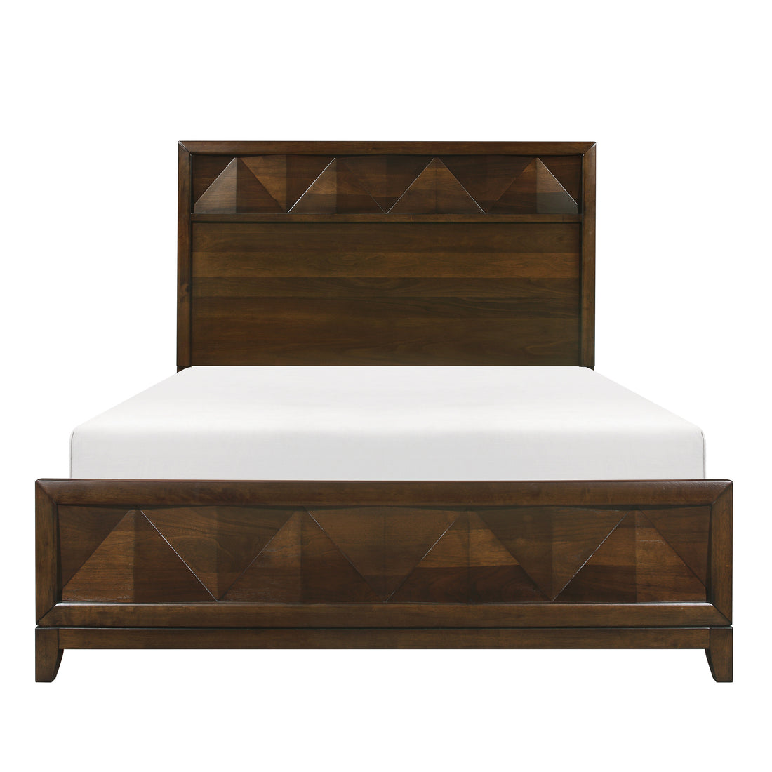 Modern Bedroom Walnut Finish 1Pc Queen Bed Decorative Design Headboard Footboard Wooden Furniture Box Spring Required Queen Walnut Wood Bedroom Contemporary,Modern Panel Wood