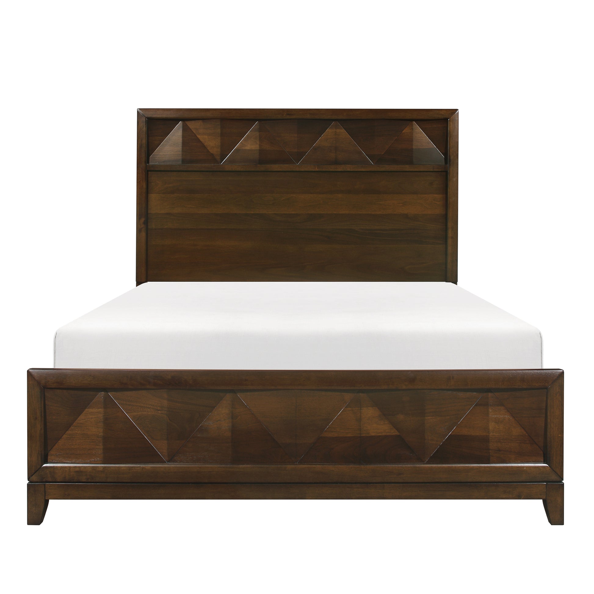 Modern Bedroom Walnut Finish 1Pc Queen Bed Decorative Design Headboard Footboard Wooden Furniture Box Spring Required Queen Walnut Wood Bedroom Contemporary,Modern Panel Wood