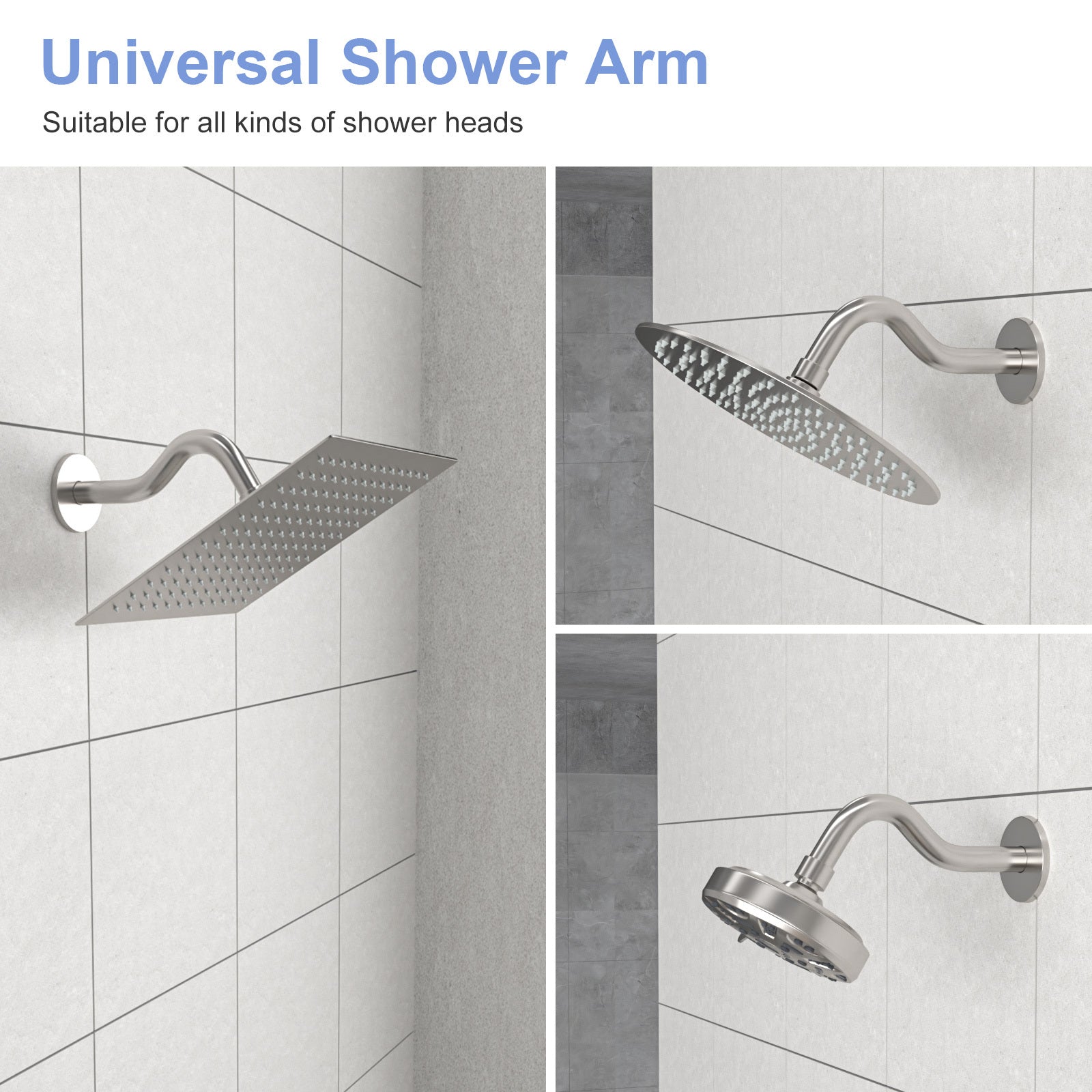 8" Shower Arm With Flange, Brushed Nickel Brushed Nickel Stainless Steel