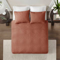 3 Piece Reversible Quilt Set Clay Red King Cal King Red Polyester