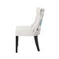 Dining Chair White Blue Fabric