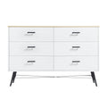 6 Drawer Dresser For Bedroom With Deep Drawers, Wood Dressers & Chest Of Drawers, Modern White Long Dressers For Closet Living Room, 47.2