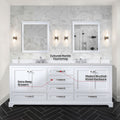 White Double Bath Vanity 80 In. W X 22 In. D, Cultured Marble Top, And Faucet Set White Plywood Wood