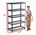 5 Tier Heavy Duty Metal Storage Shelves,Easy To Assemble,Adjustable,Storage Shelves For Basements, Garages And Kitchen, 78 