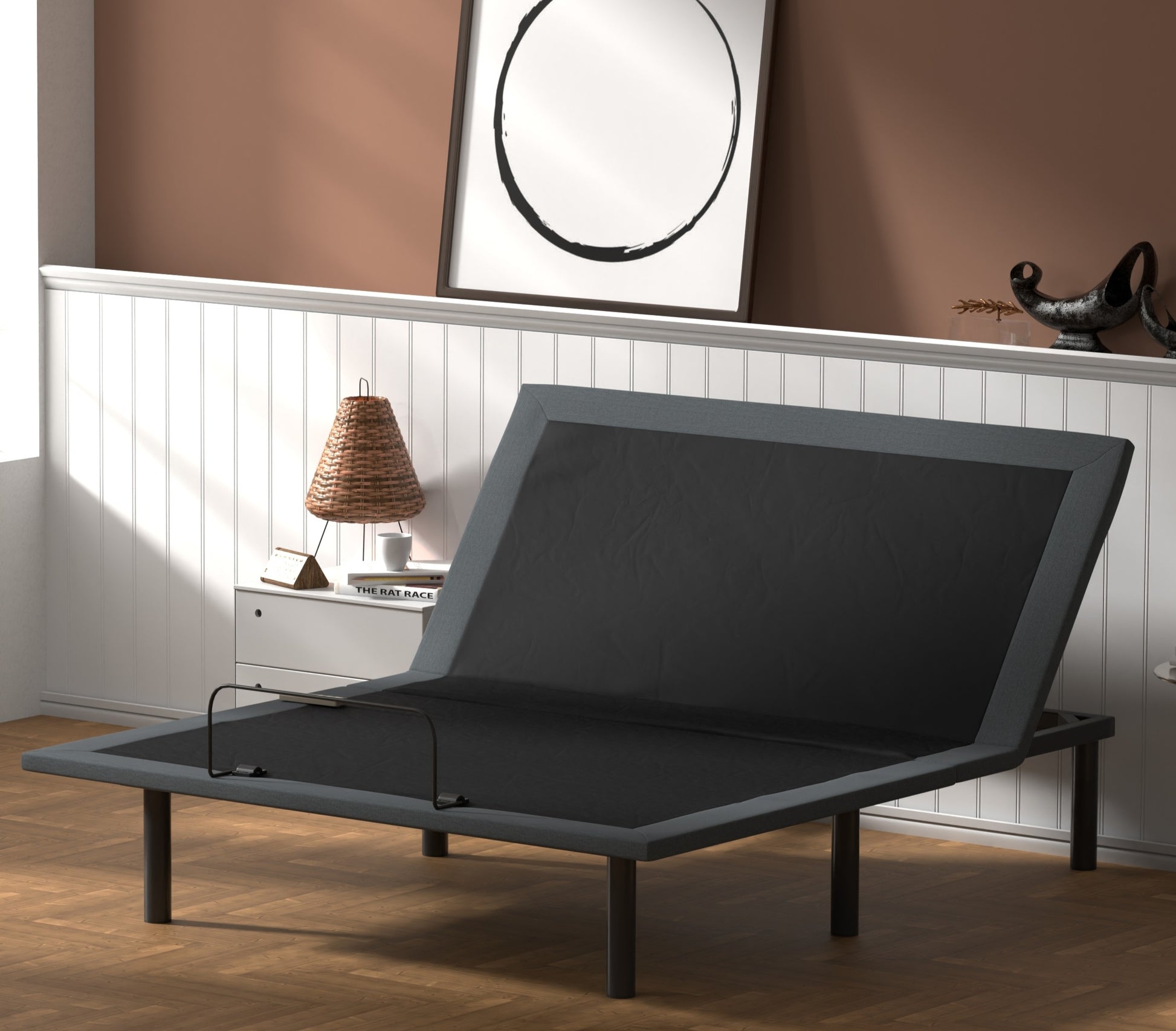 Btx4 King Adjustable Bed Base With Head And Foot Position Adjustment Box Spring Not Required King Black Grey Steel